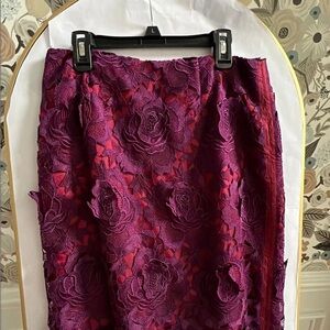 WHBM Elegant Purple Lace floral Skirt